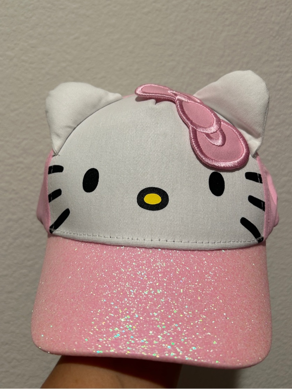 Hello Kitty White & Pink Glitter Visor Hat